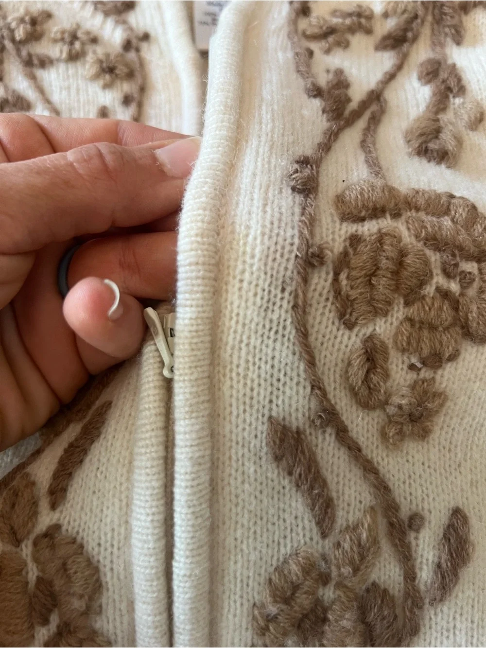 Coldwater Creek cream zip